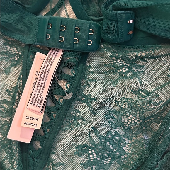 NEW Victoria's Secret Lace Up Unlined Wicked Green Teddy  Bodysuit Lingerie M - Picture 13 of 16